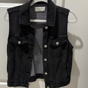 Z Supply Black Sleeveless Denim Jacket